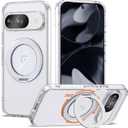 Compatible with Google Pixel 9a Case with 360 Spin Magnetic Ring Stand [Compatible with Mag-Safe] Shockproof Phone Case for Google Pixel 9a 6.3", Clear