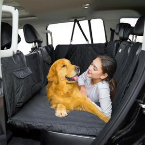 Dog Seat Cover for Back Seat Pet Cover for Dogs Hard Bottom Extender Seat Cover Car Seat Protector Waterproof Dog Hammock for Car SUV Truck Traveling Camping Black