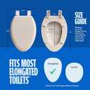 HIGHCRAFT Premium Elongated Toilet Seat with Slow-Close Design & Adjustable Hinges - Molded Wood Toilet Seat - Fits Standard Elongated Toilets - Oval Seat in Bone/Beige