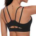 THE GYM PEOPLE Women's Double Spaghetti Strap Sports Bras Supportive Strappy Workout Bra with Padded (Black, M)