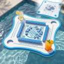 Floating Mahjong Table for Pool, Double-Sided Waterproof Float Board with Rules, Game Tray for Card Games, Poker, Dominoes, Scrabble, for Swimming Pool, Hot Tub, Lake & Beach Party