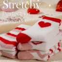 HONGTEYA Valentines Day GIfts Fuzzy Socks for Women Girls Cozy Soft Warm Winter Fluffy Slipper Socks Galentines Day Gifts (One Size, Red)