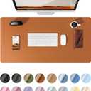 YSAGi Desk Pad Protector, Large Mouse Mat, Non-Slip PU Leather Waterproof Laptop Desk Blotter/ Writing Pad for Office and Home (23.6" x 13.8", Brown)