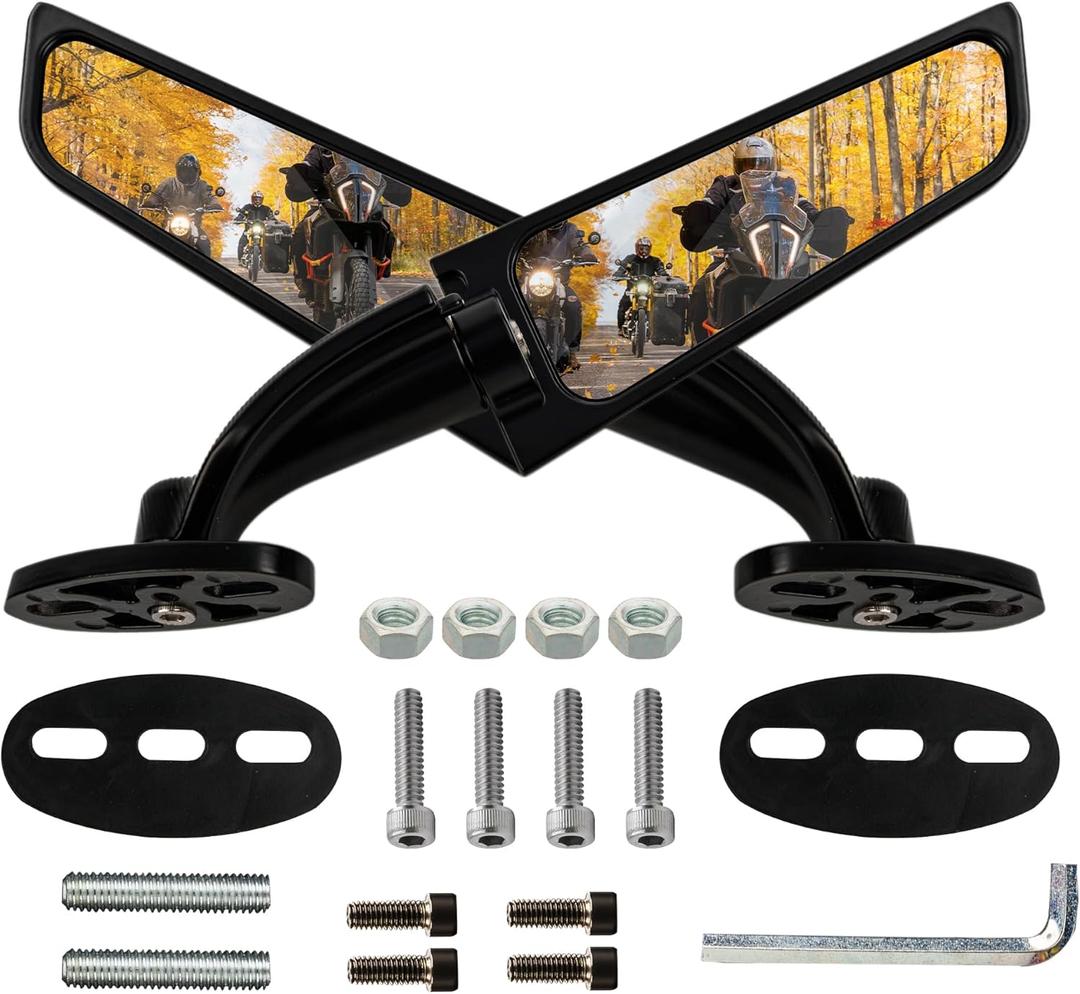BlueStars Motorcycle Rear View Stealth Mirrors 360 Rotating Wind Wing  Compatible with Kawasaki Ninja 300 400 650 ZX6R, Honda CBR600RR CBR250RR, Yamaha R15 R25 YZF600R, Suzuki, Ducati Sport Bikes