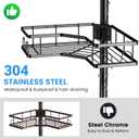 Corner Shower Caddy Tension Pole - 4 Tier Stainless Steel Rustproof Shower Corner Caddy for Bathtub Bathroom Shower Organizer Shelves Adjustable Pole 25-114.2 Inch Black