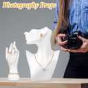 3 Pcs Jewelry Mannequin Display Set - White PVC Bust Holder with 2 Hand Displays for Necklace, Earring, Bracelet & Ring Showcase - Elegant Jewelry Display Mannequins for Boutique & Photography