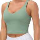 THE GYM PEOPLE Womens' Sports Bra Longline Wirefree Padded with Medium Support (Green, L)