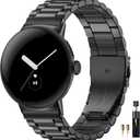 Metal Bands Compatible with Google-Pixel-Watch-2-Band for Women Men, No Gap Stainless Steel Band for Pixel Smartwatch 42025 41mm/32024/2/ 1 41mm