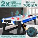 SereneLife 58in Powered Air Hockey Table Upgraded 700mA 12v 2X Powerful Motor, 4 Player 4 Pucks 2 Pushers, Full-Size Arcade Style, Inline Power Switch and Battery Free Digital LED Score Board