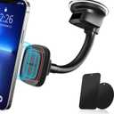 APPS2Car Magnetic Car Phone Holder Mount [6 Strong Magnets], Cell Phone Holder Car [Suction Cup], Phone Car Holder Mount [Windshield Dashboard] fit for Most Smartphones (Black-Red)