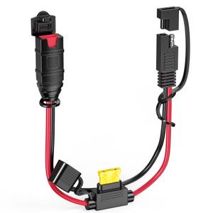 2 x Mellbree 1FT SAE Extension Cord Compatible with NOCO Genius Smart Battery Chargers, 14AWG Heavy Duty SAE Connector Cable, 20A Fuse Waterproof Plug for Motorcycle/ATV/UTV/Auto, Tool-Free