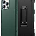 for iPhone 16 Pro Max Case with Holster Belt Clip and Tempered Glass Screen Protectors, Heavy Duty Protective Shockproof Rugged Hard Phone Cover for iPhone 16 ProMax 6.9inch, Green