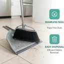 Soft Bristle Broom and Dustpan Combo Set, Long Handle Indoor Broom with Dustpan Set for Kitchen Hardwood Room Office and All Household Floor Cleaning (Gray)