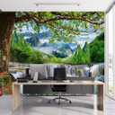 Waterfall Landscape Wallpaper Natural Scenic Wall Mural for Living Room Office Not Peel and Stick (130" x 95", Cybh-912)