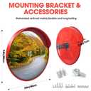 Convex Traffic Mirror - 32" Outdoor Driveway & Security Parabolic Safety Mirror, Acrylic Blind Spot Miror for Garage Retail Stores, Warehouses and High-Traffic Areas, Red