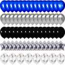 Blue and Black Silver Confetti Balloons,12inch Dark Royal Blue Black Sliver Party Latex Balloons for Boys Video Gaming theme party,Birthday,Wedding,Thanksgiving,Christmas Day,Columbus,Veterans.