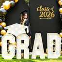 2026 Graduation Decorations 3FT GRAD Marquee Letters with Lights Class of 2026 Large Prom Light-Up Letters with Graduation Hat Pre-Cut Foam Board Frame for Ceremonies Party Senior Photo Props