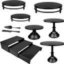 MACIFECI Cake Stand Set, Black Cake Stands For Dessert Table Including Dessert Tray, Metal Cupcake Display Stands Dessert Trays (Black)