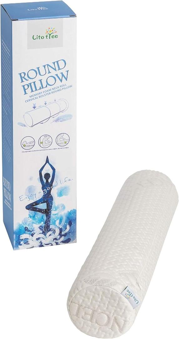 Support Neck Roll Pillow - Cervical Bolster with Comfort Memory Foam Support for Spine, Neck, Back, Lumbar - Removable Washable Soft Cover- 18 x 4.5 inch for Stress Pain Relief