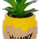 Silver Buffalo Disney Winnie The Pooh Hunny Pot 3-Inch Ceramic Mini Planter with Artificial Succulent | Small Flower Pot, Faux Indoor Plants for Desk Shelf, Home Decor Trinket Tray and Collectibles