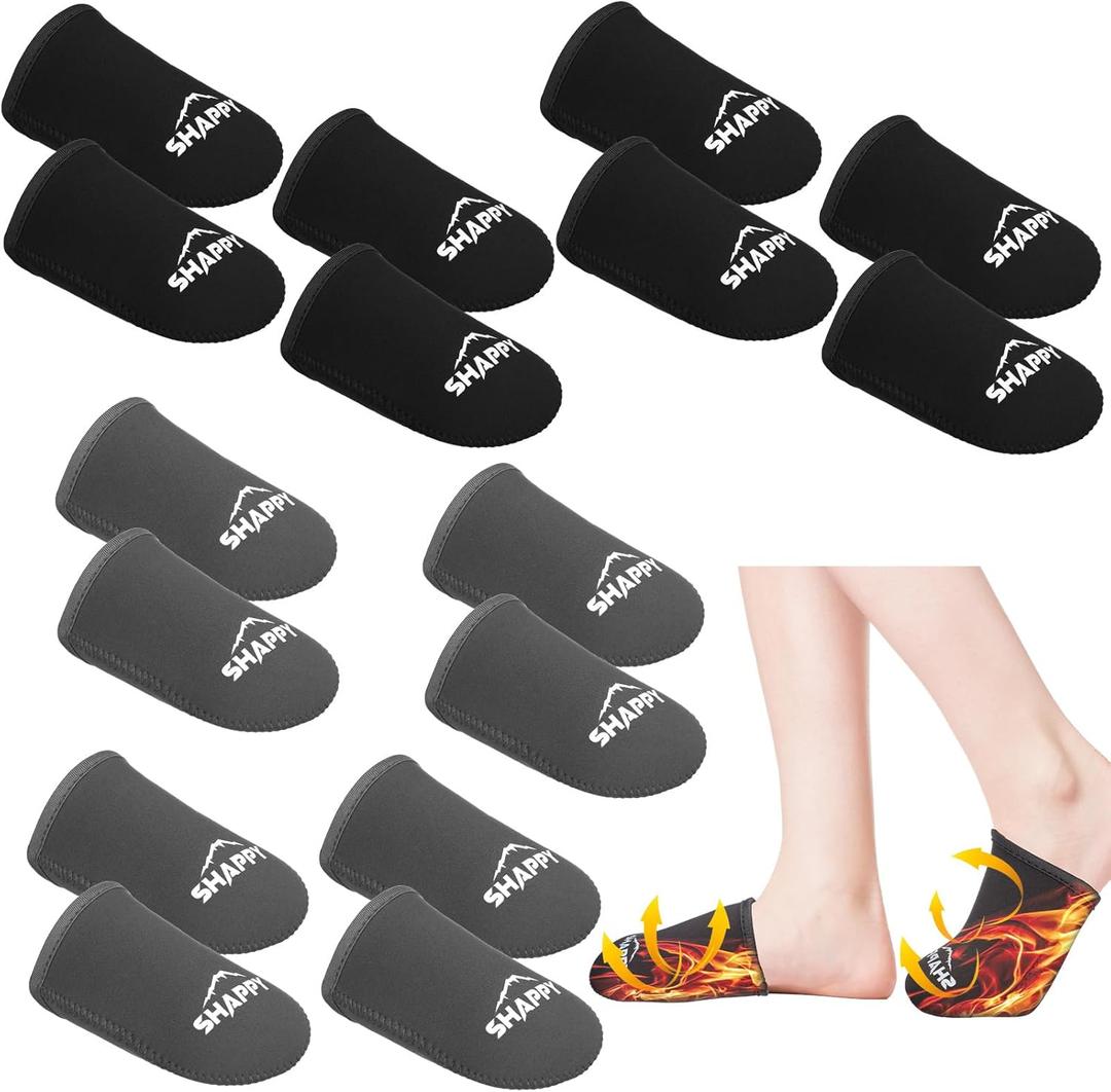 Shappy 8 Pairs 2mm Toe Neoprene Warmers Black Grey Toe Cover Warmer Foot Caps Sock for Shoe Boots Men Women Ice Bath Cover Cycling Skiing Running Hiking Cold Plunge Accessories (4.33 x 5.91")