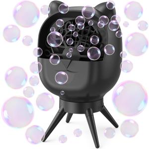 Rechargeable Bubble Machine, 180 Automatic-Rotating, 38000+ Big Bubbles/min, 500ml Large Capacity, Bubble Maker Machine for Kids, Toddlers, Outdoor, Parties, Birthday, Wedding, Black