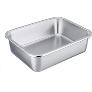 TeamFar Rectangular Cake Pan Brownie Pan, Stainless Steel Lasagna Casserole Baking Pan, 8x10x3, Rust Free & Non Toxic, Easy Clean & Dishwasher Safe (10.5"x8.25"x3.25")