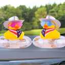 Yellow Duck Car Ornaments Rubber Duck Car Dashboard Decorations with Mini Cowboy Hat Scarf Sunglasses Swim Ring Necklace for Car Dashboard Decoration(Q28)