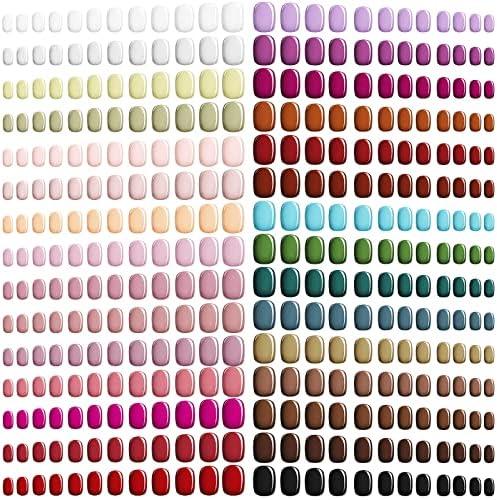 Honoson 720 Pieces Short False Nails Medium Square Artificial Fake Nails Full Cover Fingernails Coffin Press on Nails Glossy False Nails Tips for Women Girls DIY Nail(Elegant Colors)