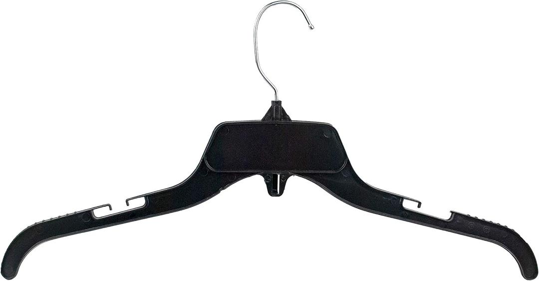 HangOn Shirt Hangers Recycled Plastic with Notches, Black, 17 Inch Pack of 10