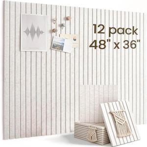12 Pack Felt Bulletin Boards Self-Adhesive 48" x 36" Cork Board Removable Pin Board with Adhesive Tabs, 30 Pushpins for Home Office Classroom(Oatmeal)