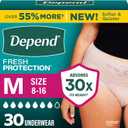 Depend Fresh Protection Adult Diapers, Incontinence & Postpartum Bladder Leak Underwear for Women, Disposable, Maximum, Medium, Blush, 30 Count, 