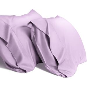 Cooling Queen Pillowcases Set of 2 Breathable Cool Silky Soft Rayon Derived from Bamboo Fabric, Moisture Wicking for Hot Sleepers, Hair and Skin Friendly, Light Purple, 2 Pack, 20x30IN