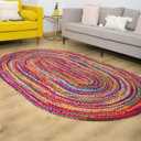 RAJRANG Multicolor Chindi Rug 5'x 8' Braided Oval Hand Woven Reversible Farmhouse Boho Large Area Rugs