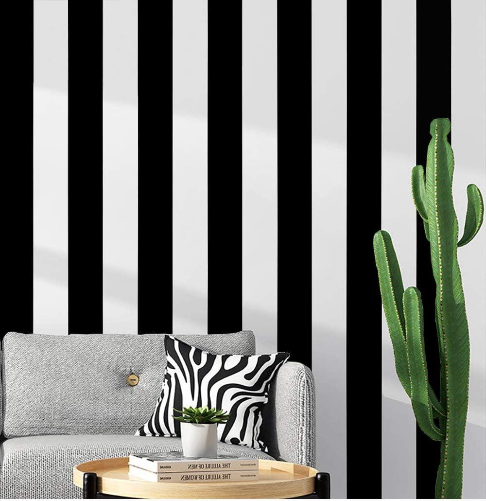 Guvana 197"x17.7" Black and White Stripe Contact Paper Peel and Stick Wallpaper Self-Adhesive Wallpaper Removable Contact Paper Modern for Living Room Bedroom Countertop Shelf Drawer Decor