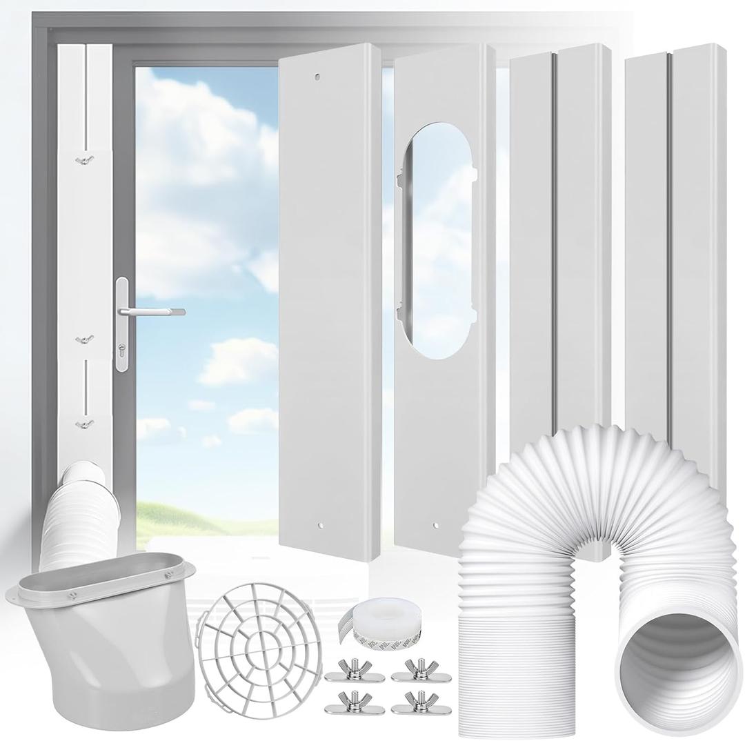Portable Air Conditioner Window Kit - Adjustable Universal Window Seal AC Vent Kit with 5.9 Exhaust Hose for Sliding Vertical/Horizontal Windows