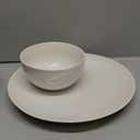 Plates and Bowls Sets, 12 Pieces Modern Stoneware Dinnerware Set for 4 Kitchen Dinner Set Ceramic Dishware Dishes Set Microwave and Dishwasher Safe (White)