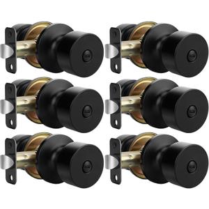 Goldenwarm Black Door Knobs Interior, Privacy Door Knob Black Door Knobs Interior Bulk Matte Black Privacy Door Knobs for Bedroom or Bathroom (6 Pack)