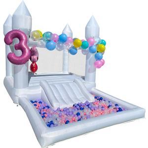 iLink-outer White Bounce House for Kids Without Air Blower-13x8x8FT Oxford White Bouncy House with Slide & Ball Pit, Perfect for Parties & Events,Safe and Fun for All Ages-Does not Include Air Blower