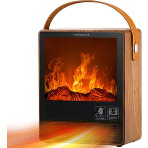 Portable Electric Fireplace Heater for Indoor Use,Fake Fireplace Space Heaters 1500W High Power,Small Fireplace with Realistic 3D Flame Effect,Mini Heater with Overheat and Tilt Protection