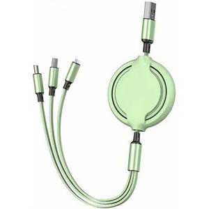 GLOGO 3 in 1 Retractable Charging Cable [3A,3FT] Multi USB Cable Fast Charger Cord for Phone, Samsung, iPad, Tablets, Switch and More (Green)