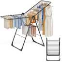 APEXCHASER Clothes Drying Rack, Foldable Oversized Drying Rack Clothing with L-Shaped Foot Cover, Height-Adjustable, Multi-Bar Laundry Rack, Indoor Outdoor Use, 20.4" D x 70" W x 42.52" H, Jet Black