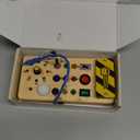 Montessori Wooden Busy Board with 8 LED Light switches, Sensory Toys Light Switch Travel Toys for 1+ Year Old Baby and Toddler