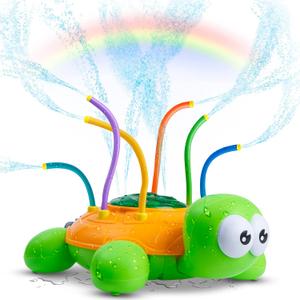 Chuchik Water Sprinkler for Kids, Toddler Outdoor Toys - Backyard Spinning Turtle Kids Sprinkler Toy - Summer Toys Splashing Fun - Sprays Up to 8ft High - Attaches to Garden Hose, Kids Outdoor Toys.