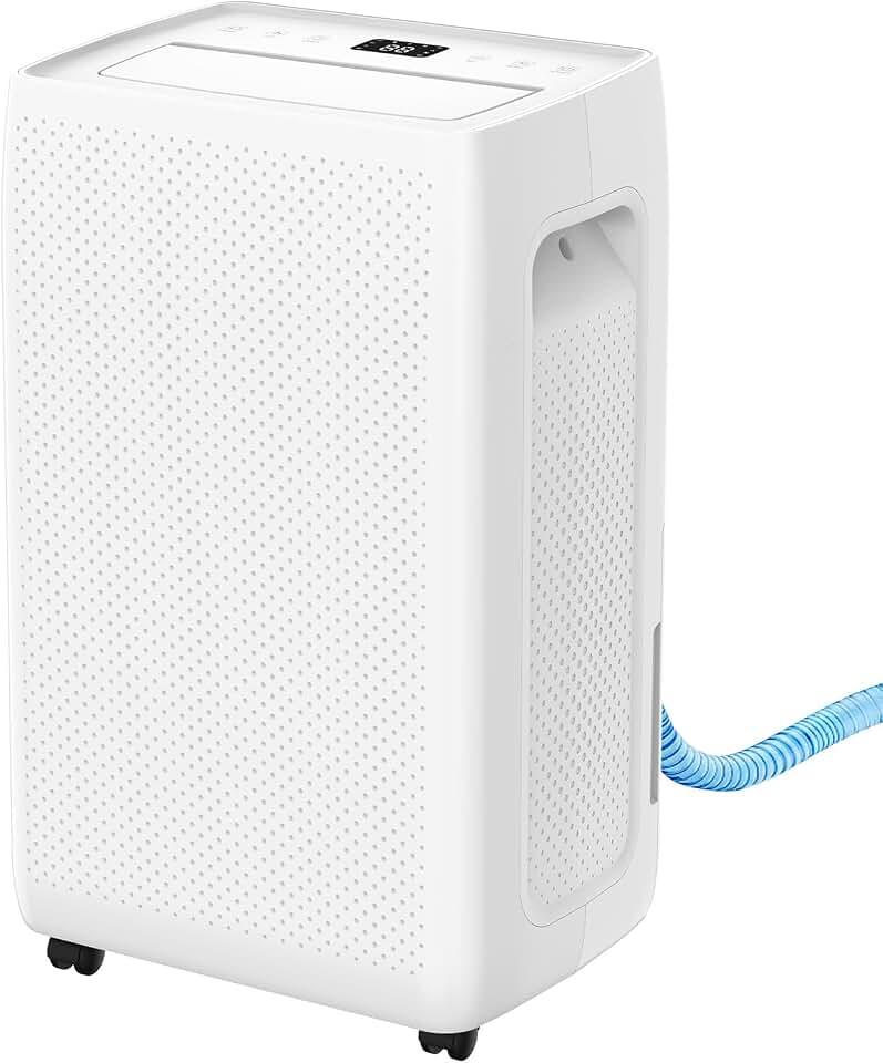DUMOS 50Pints Dehumidifier for Basement, Dehumidifier with Drain Hose | 3500 Sq.Ft, 1.19 Gallon Tank, Airflow Swing, 41dB, Humidity Remover for Home Bedroom Bathroom, White
