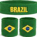 Suddora Country Headband & Wristbands Set (Includes 2 Wrist & 1 Head Sweatband), Highly Moisture Wicking (Brazil)