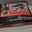 2 in 1 Car Steering Wheel Tray / Back Seat Headrest Tray for Eating Food Drink and Writing Laptop Work, XERGUR Black Car Desk