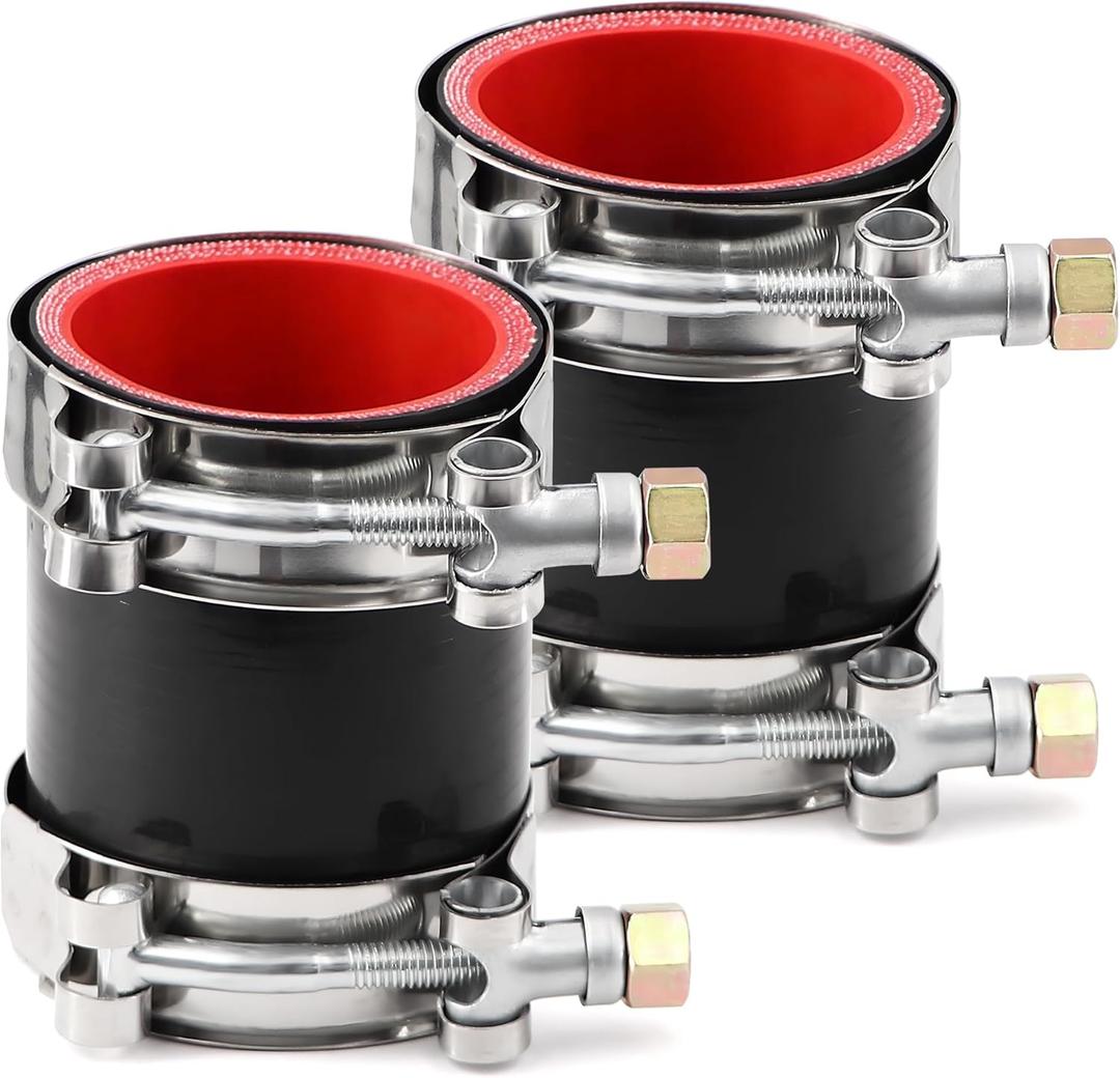 2Pcs ID 2 Inch(51mm) High Temperature 4-Ply Reinforced Straight Silicone Hose Performance Coupler with 4Pcs T-Bolt Clamps Suitable High Level Turbo Pipe Connecting (Black&red*2pcs)