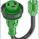 RVGUARD 30 Amp to 110 Volt RV Adapter Cord with Locking Connector 12 Inch, NEMA 5-15P to NEMA L5-30R Electrical Power Adapter with LED Power Indicator, Green, ETL