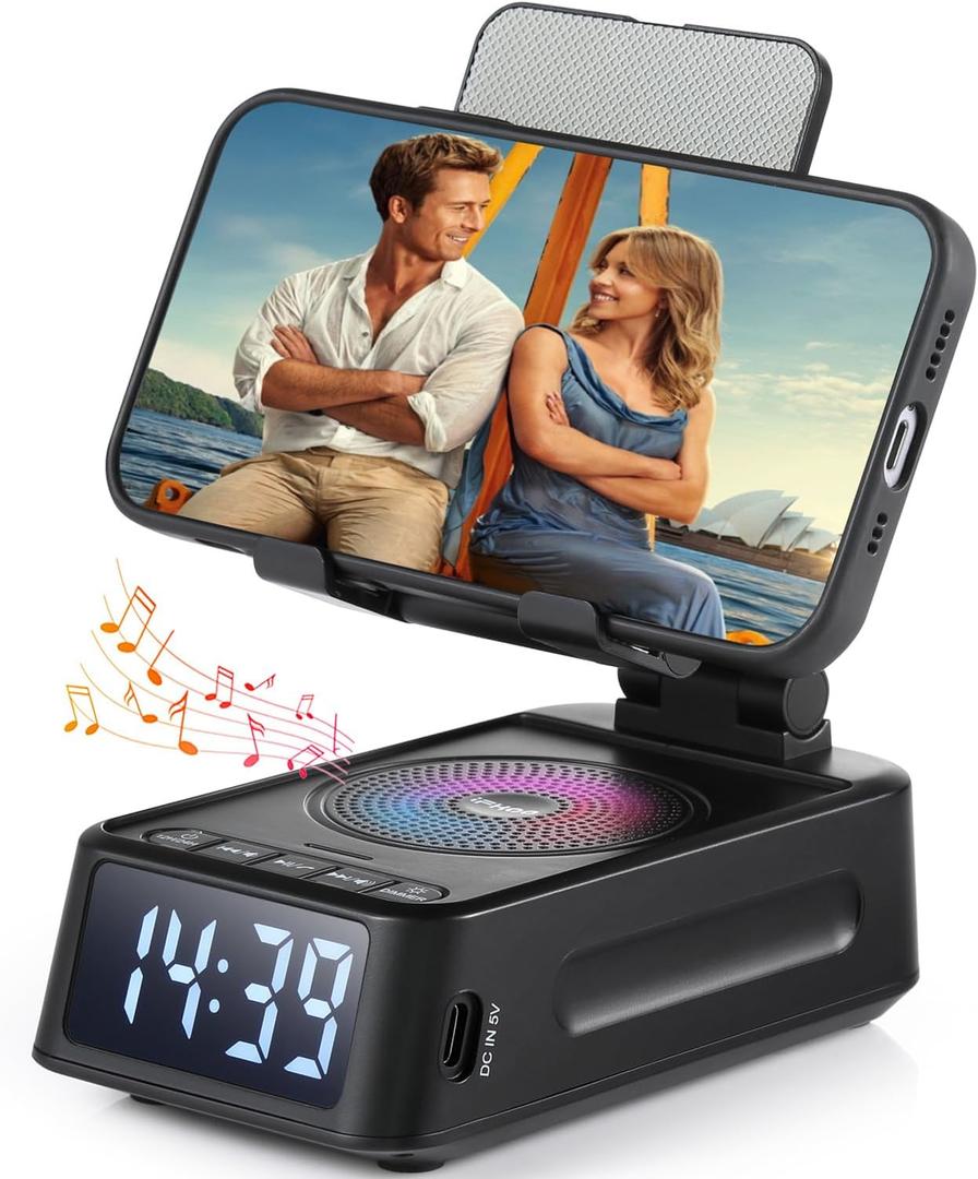 Cell Phone Stand with Bluetooth Speaker, Gifts for Men Women, Wireless Phone Holder for Desk Compatible with iPhone/Samsung Galaxy - Cool Gadget Birthday Gift for Him, Her, Dad, Mom, or Husband